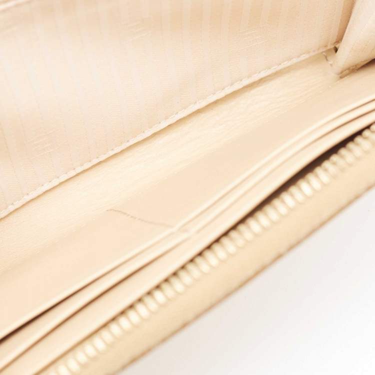 Pre Owned Fendi Gold Embossed Patent Leather Fendilicious Continental Wallet