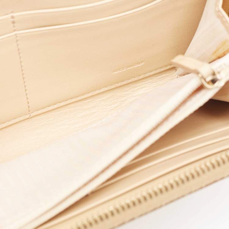 Pre Owned Fendi Gold Embossed Patent Leather Fendilicious Continental Wallet