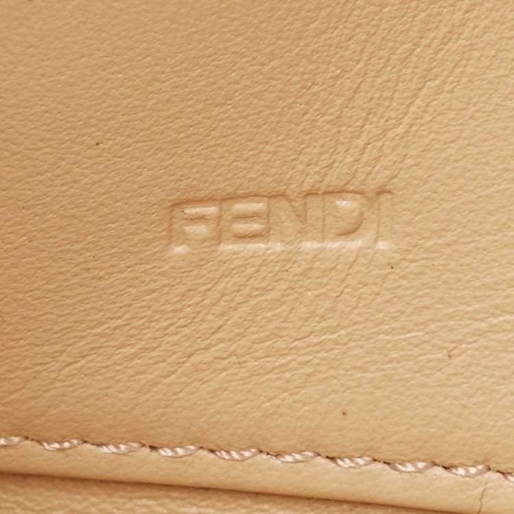 Pre Owned Fendi Gold Embossed Patent Leather Fendilicious Continental Wallet