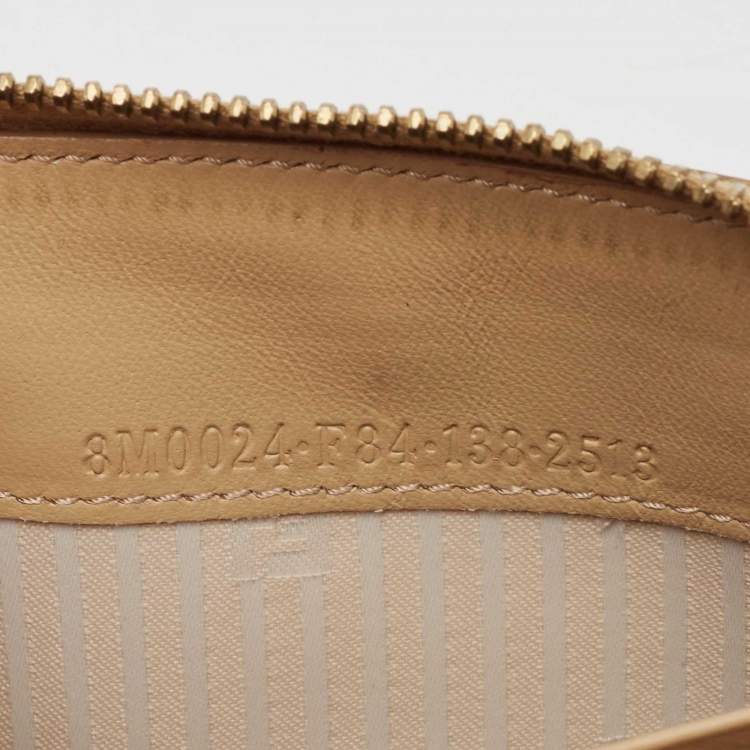 Pre Owned Fendi Gold Embossed Patent Leather Fendilicious Continental Wallet