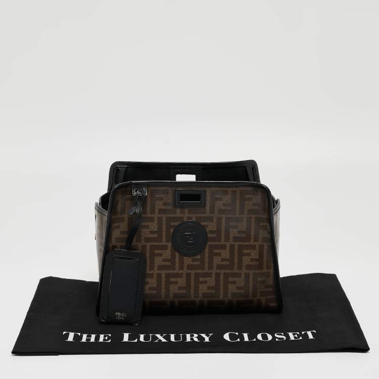 مملوكة مسبقًا Fendi Brown/Black Zucca Coated Canvas Peekaboo Defender Cover