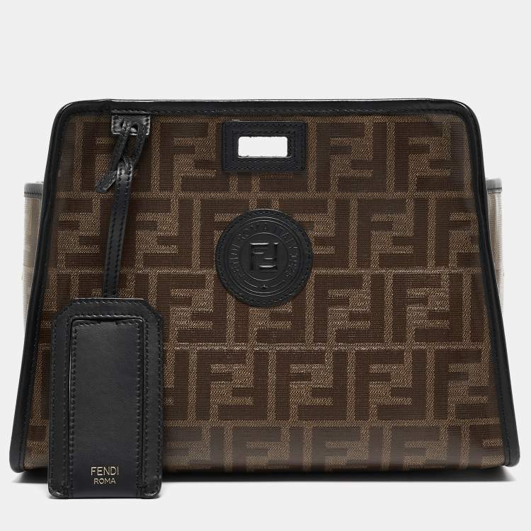 مملوكة مسبقًا Fendi Brown/Black Zucca Coated Canvas Peekaboo Defender Cover