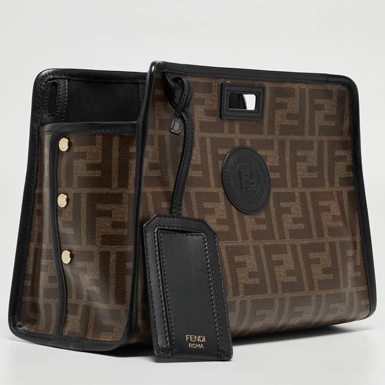 مملوكة مسبقًا Fendi Brown/Black Zucca Coated Canvas Peekaboo Defender Cover