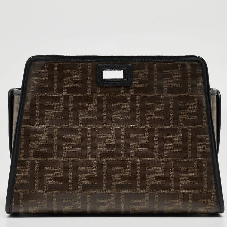 مملوكة مسبقًا Fendi Brown/Black Zucca Coated Canvas Peekaboo Defender Cover