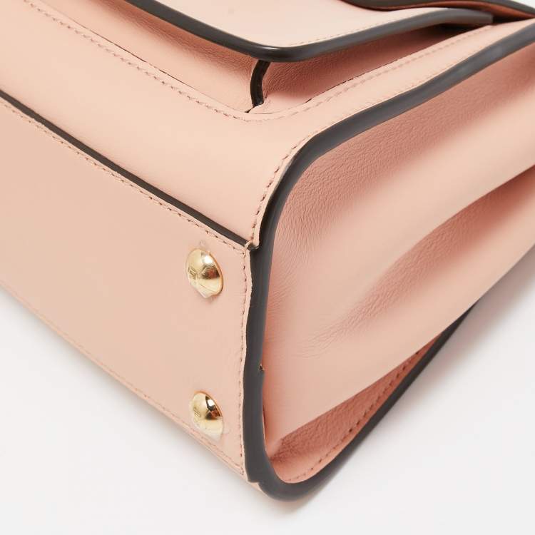 Pre Owned Fendi Light Pink Leather Mini Front Pocket Peekaboo Top Handle Bag