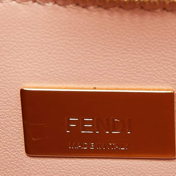 Pre Owned Fendi Light Pink Leather Mini Front Pocket Peekaboo Top Handle Bag