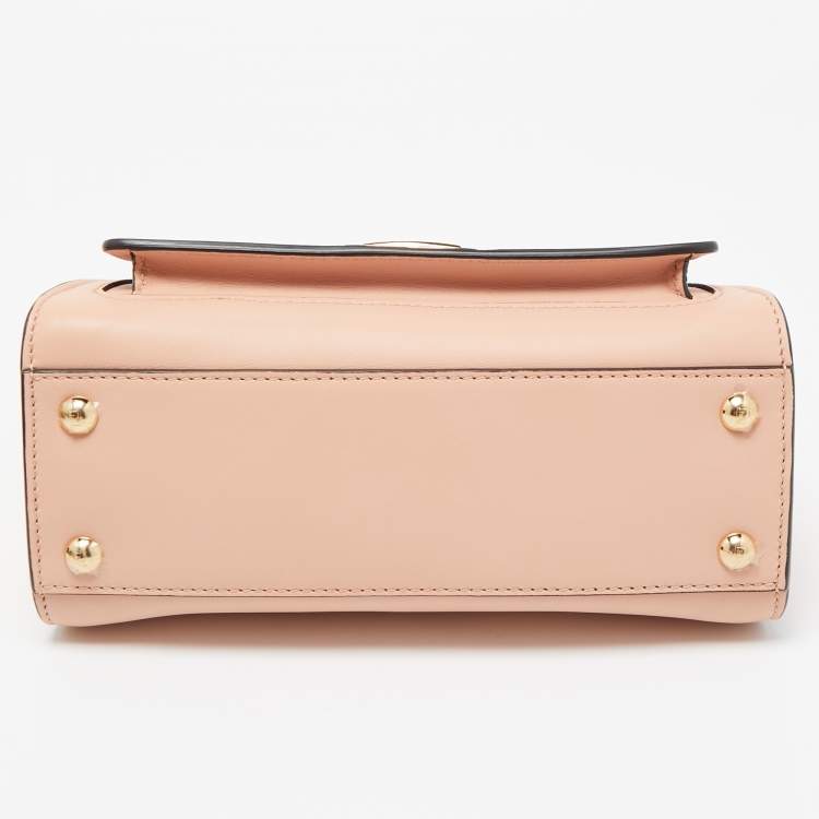 Pre Owned Fendi Light Pink Leather Mini Front Pocket Peekaboo Top Handle Bag