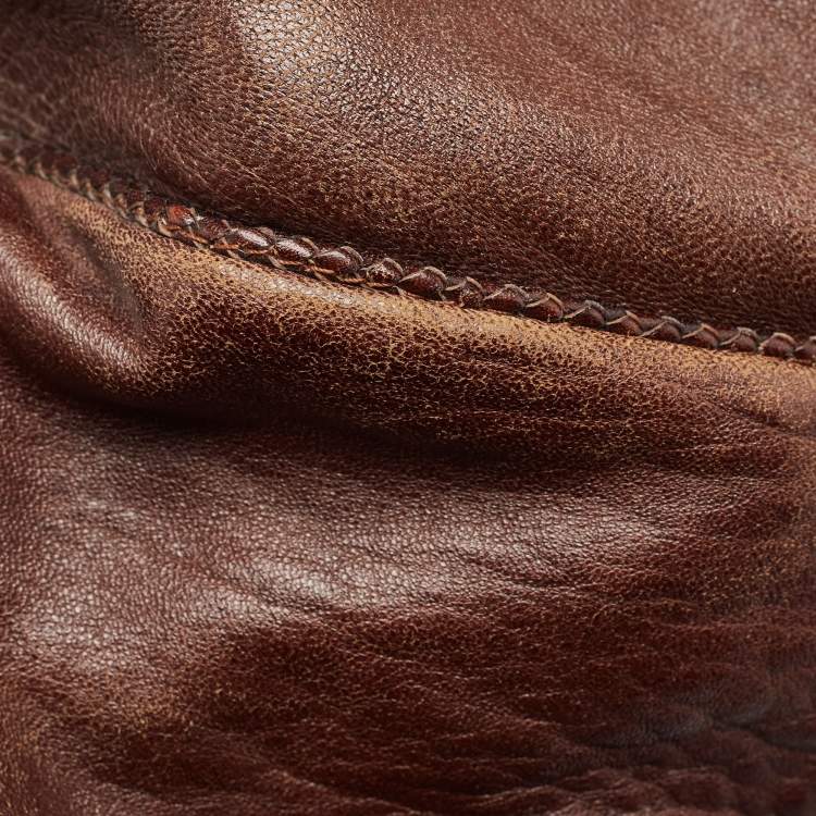 Pre Owned Fendi Brown Pebbled Leather Spy Bag