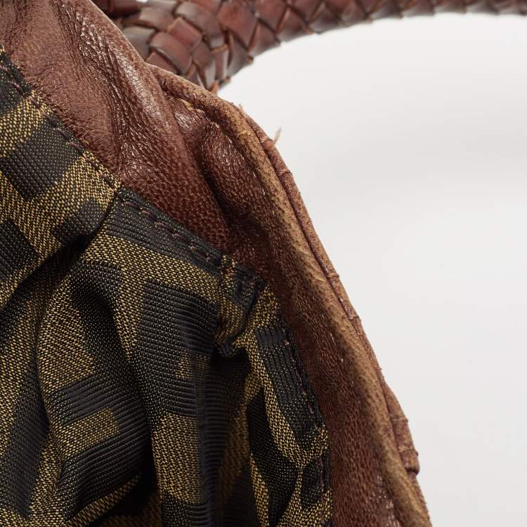 Pre Owned Fendi Brown Pebbled Leather Spy Bag