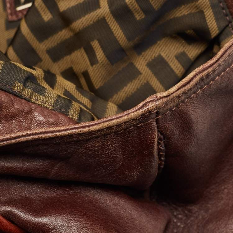 Pre Owned Fendi Brown Pebbled Leather Spy Bag