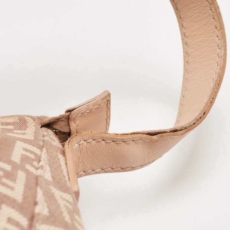 Pre Owned Fendi Beige Zuchinno Canvas and Leather Pochette Bag