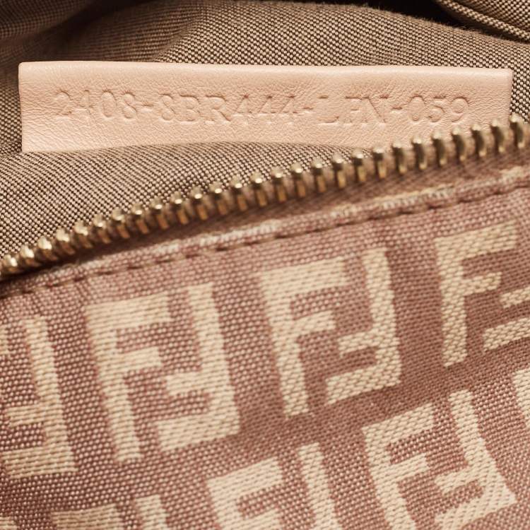 Pre Owned Fendi Beige Zuchinno Canvas and Leather Pochette Bag