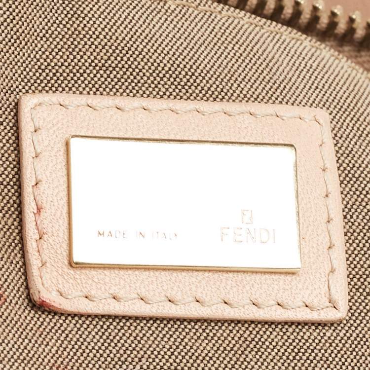 Pre Owned Fendi Beige Zuchinno Canvas and Leather Pochette Bag