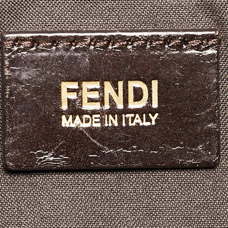Pre Owned Fendi Dark Brown Zucchino Coated Canvas Small Forever Bauletto Boston Bag