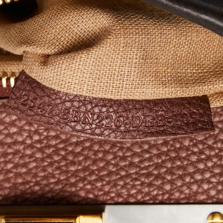 Pre Owned Fendi Dark Brown Leather Small Peekaboo Top Handle Bag