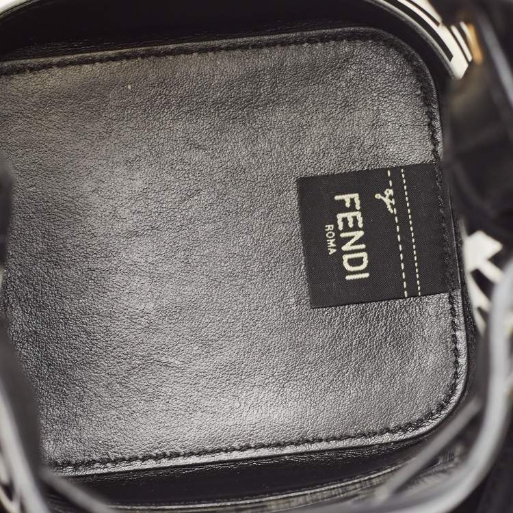 Pre Owned Fendi Black Zucca PVC and Leather Mini Mon Tresor Drawstring Bucket Bag