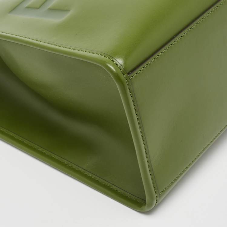 Pre Owned Fendi Green Leather Medium Sunshine Tote