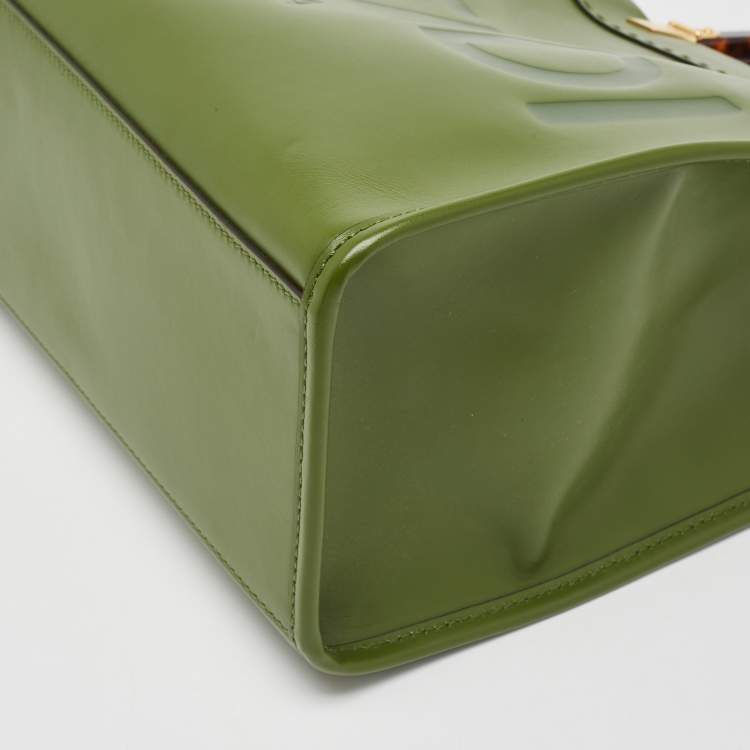 Pre Owned Fendi Green Leather Medium Sunshine Tote