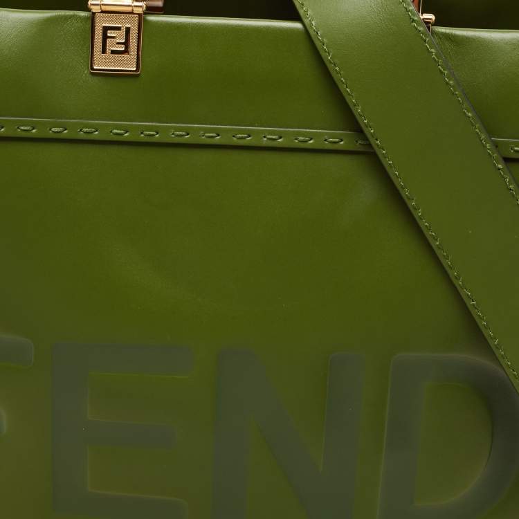 Pre Owned Fendi Green Leather Medium Sunshine Tote