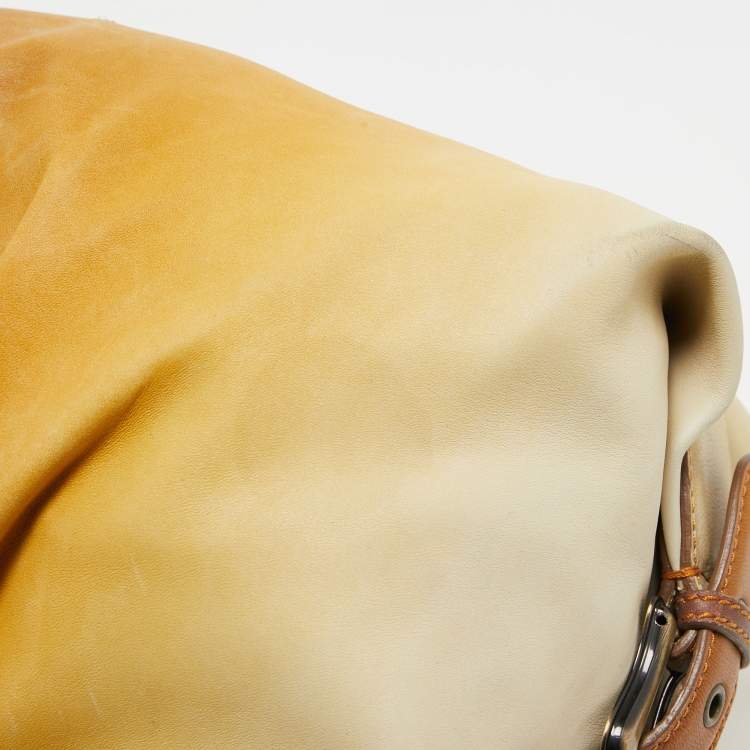 Pre Owned Fendi Yellow/Brown Ombre Leather Doctor B Hobo