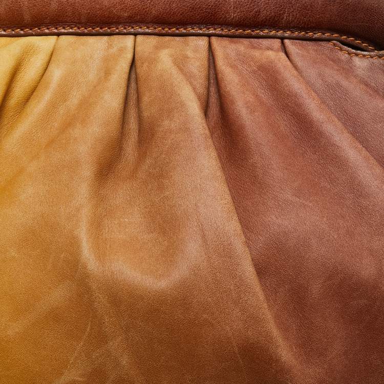 Pre Owned Fendi Yellow/Brown Ombre Leather Doctor B Hobo