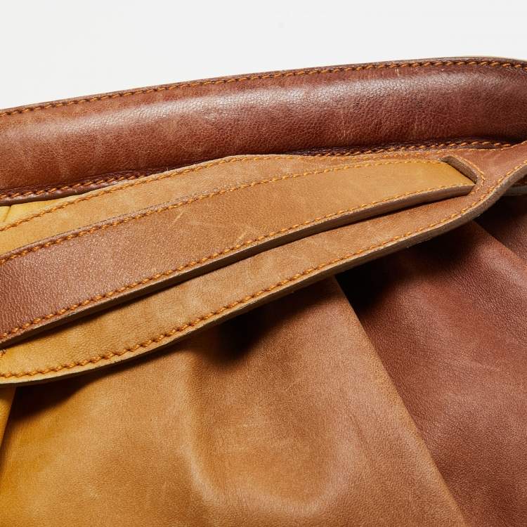 Pre Owned Fendi Yellow/Brown Ombre Leather Doctor B Hobo
