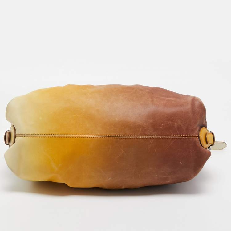 Pre Owned Fendi Yellow/Brown Ombre Leather Doctor B Hobo