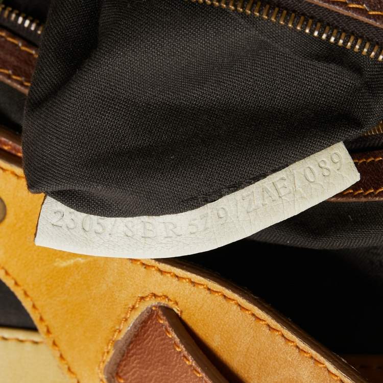 Pre Owned Fendi Yellow/Brown Ombre Leather Doctor B Hobo