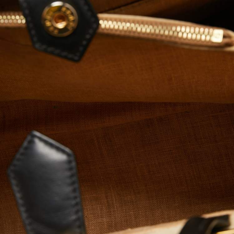 Pre Owned Fendi Black/Grey Stingray and Leather Large 2Jours Tote