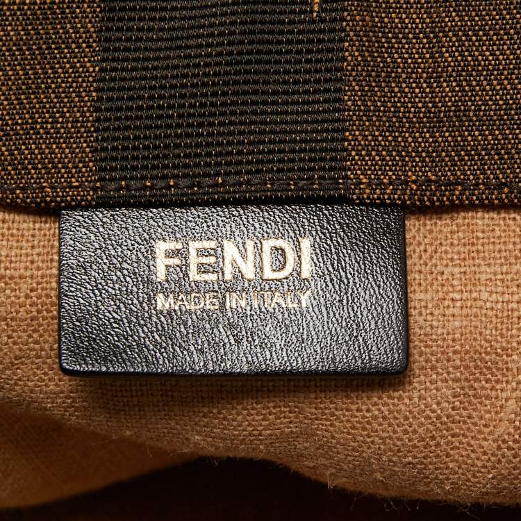 Pre Owned Fendi Tobacco/Pink Penguin Stripe Canvas Shopper Tote 