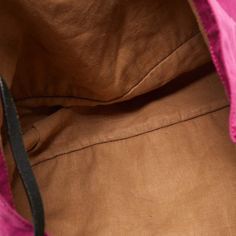 Pre Owned Fendi Tobacco/Pink Penguin Stripe Canvas Shopper Tote 