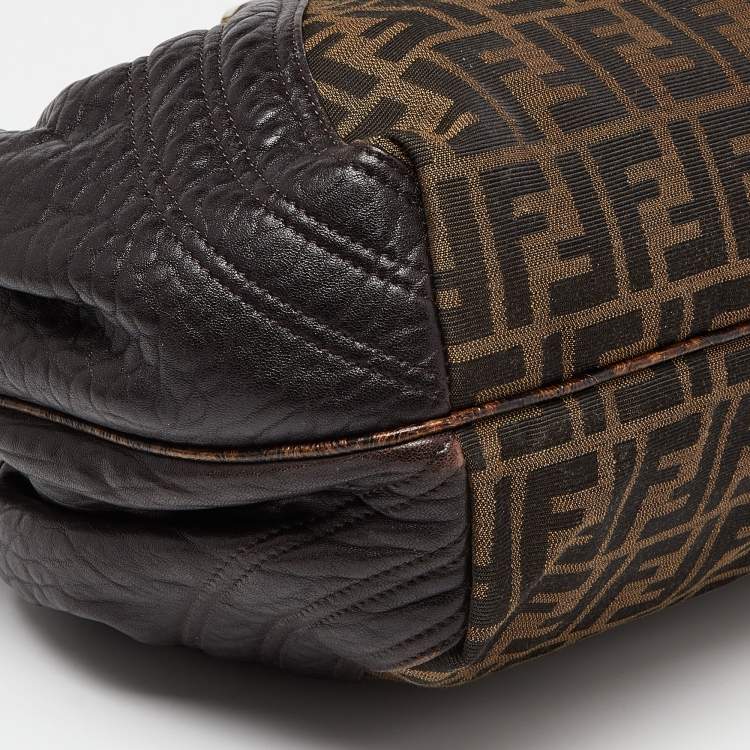 Pre Owned Fendi Tobacco Textured Leather Spy Bag