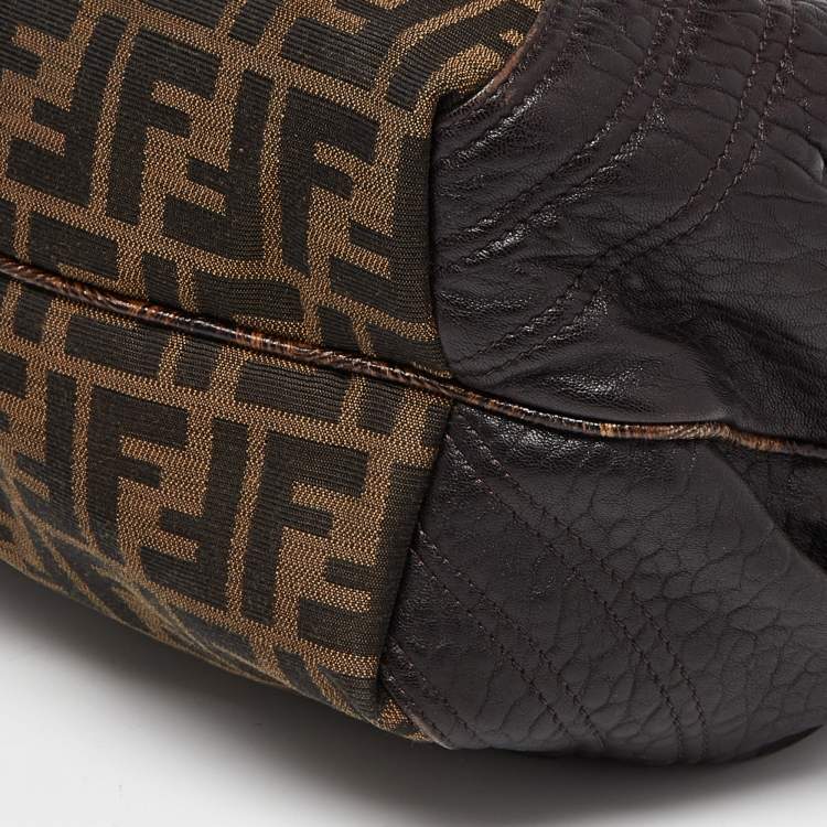 Pre Owned Fendi Tobacco Textured Leather Spy Bag