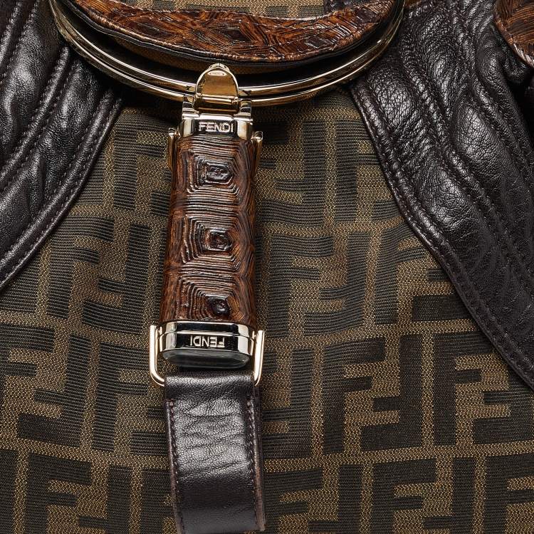 Pre Owned Fendi Tobacco Textured Leather Spy Bag