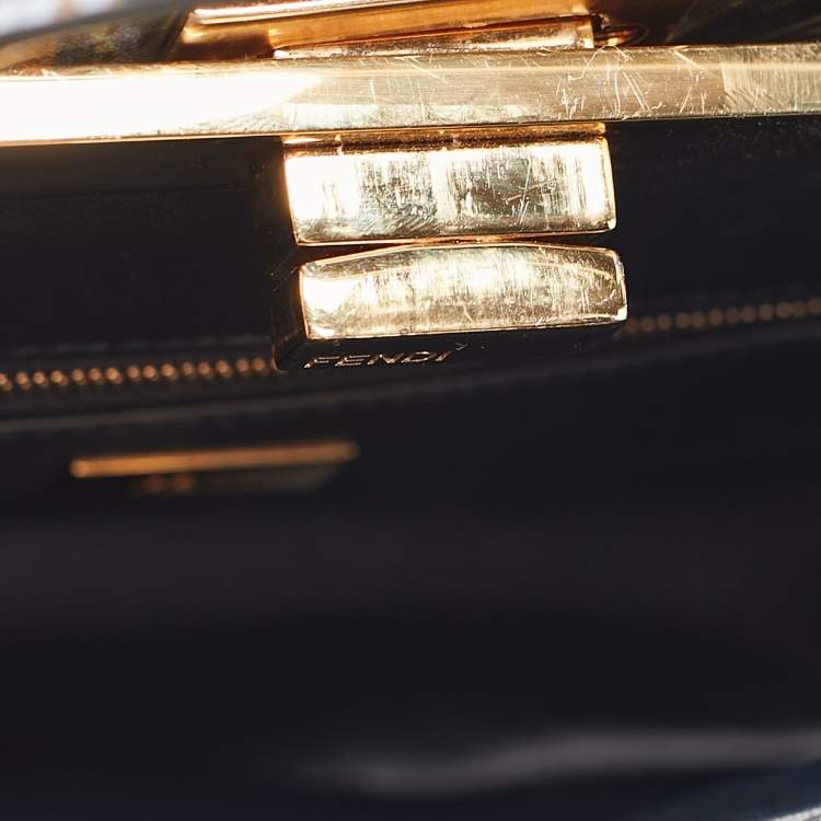 مملوكة مسبقًا Fendi Multicolor Marble Print Leather Mini Peekaboo Top Handle Bag