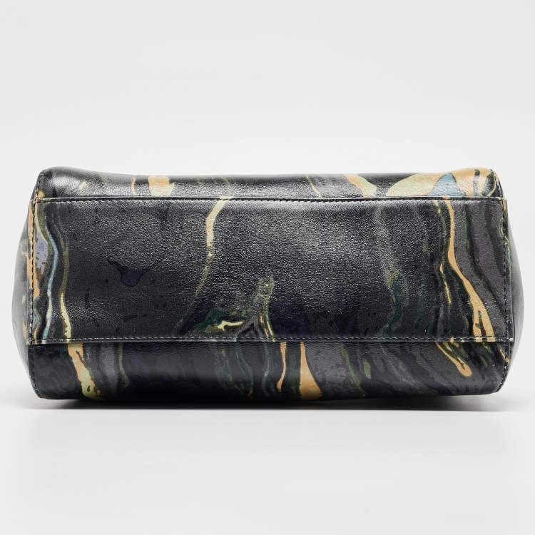 مملوكة مسبقًا Fendi Multicolor Marble Print Leather Mini Peekaboo Top Handle Bag