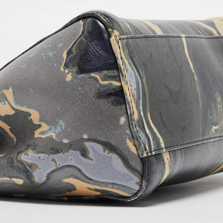 مملوكة مسبقًا Fendi Multicolor Marble Print Leather Mini Peekaboo Top Handle Bag