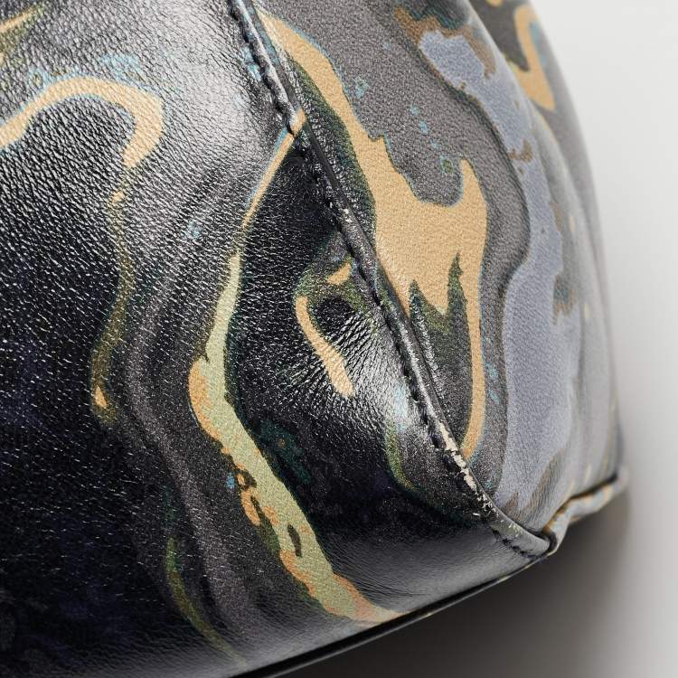مملوكة مسبقًا Fendi Multicolor Marble Print Leather Mini Peekaboo Top Handle Bag