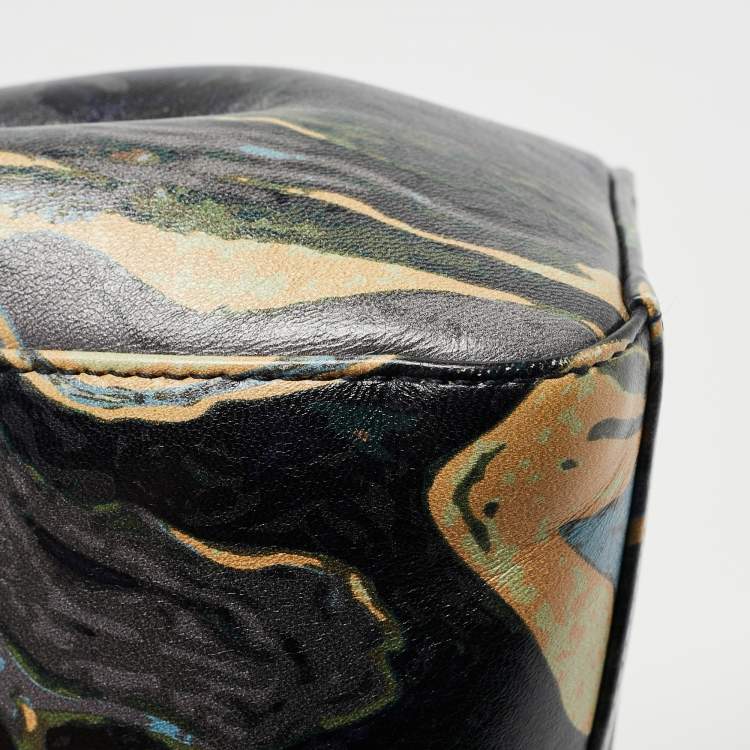 مملوكة مسبقًا Fendi Multicolor Marble Print Leather Mini Peekaboo Top Handle Bag