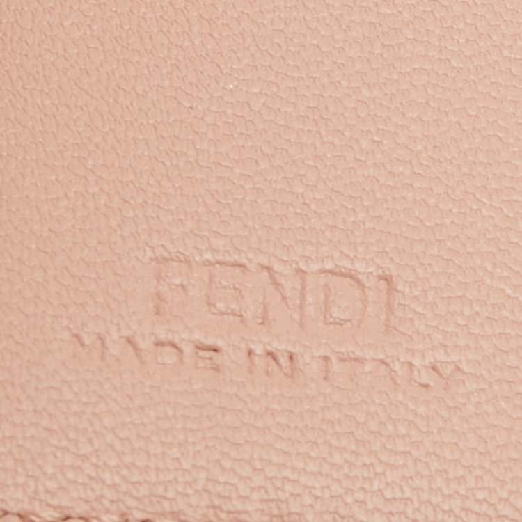 Pre Owned Fendi Pink FF Diagonal Embossed Leather Micro Baguette Trifold Wallet