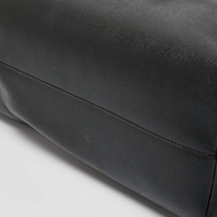 Pre Owned Fendi Black/Pink Leather Medium Flowerland Roll Tote