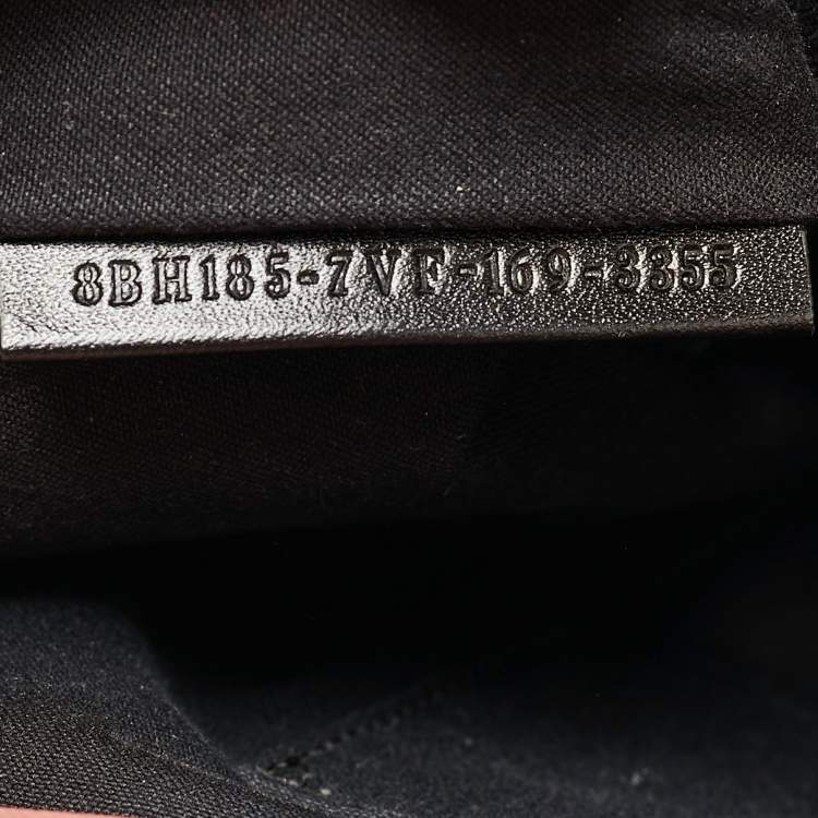 Pre Owned Fendi Black/Pink Leather Medium Flowerland Roll Tote