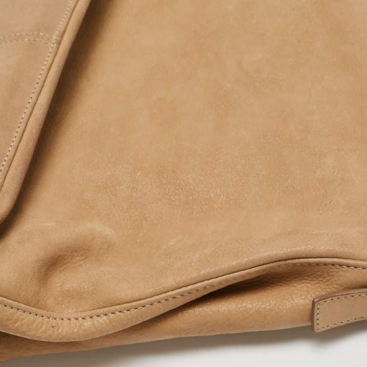 Pre Owned Fendi Beige Shimmer Nubuck Leather Mama Forever Shoulder Bag