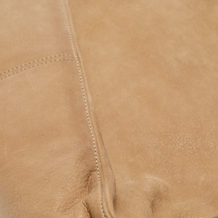 Pre Owned Fendi Beige Shimmer Nubuck Leather Mama Forever Shoulder Bag