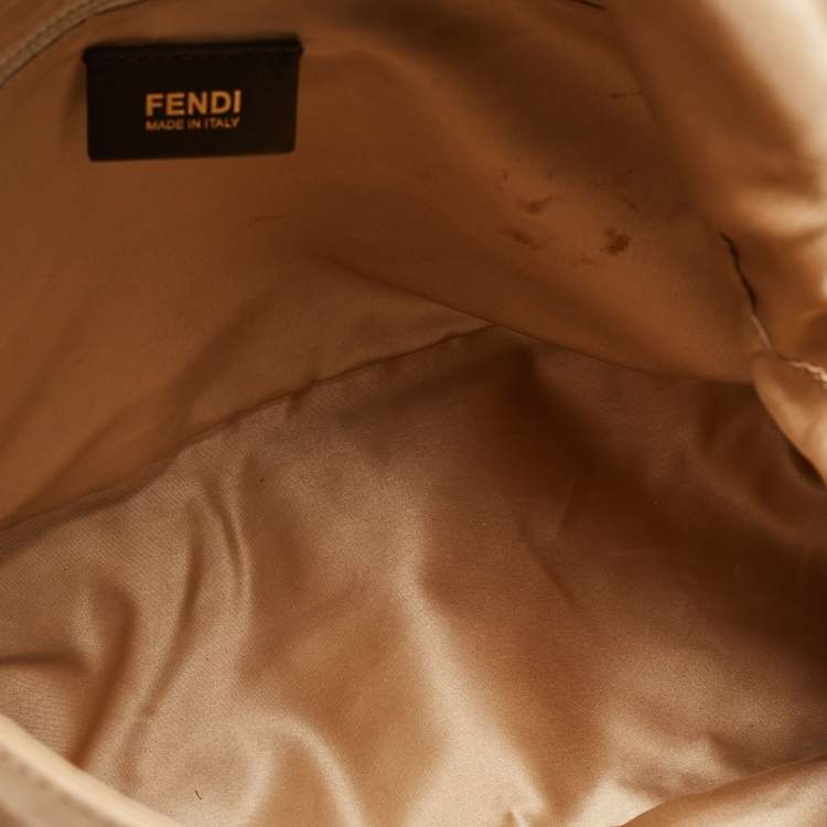 Pre Owned Fendi Beige Shimmer Nubuck Leather Mama Forever Shoulder Bag