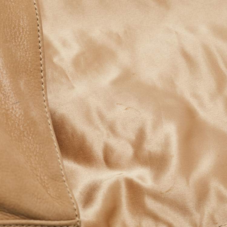 Pre Owned Fendi Beige Shimmer Nubuck Leather Mama Forever Shoulder Bag