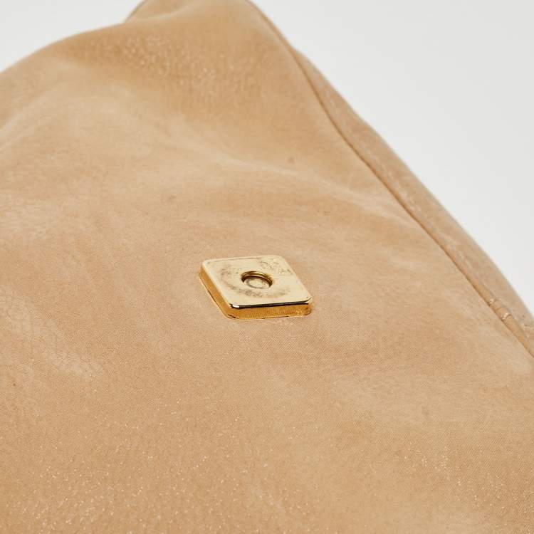 Pre Owned Fendi Beige Shimmer Nubuck Leather Mama Forever Shoulder Bag