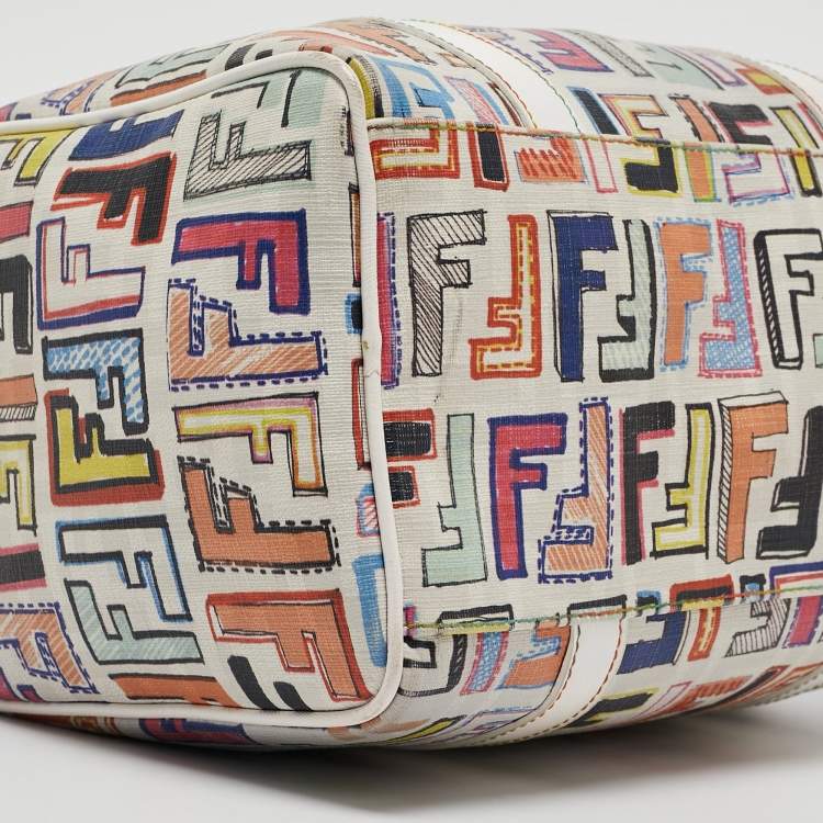 Pre Owned Fendi Multicolor Zucchino Coated Canvas and Leather Small Forever Bauletto Bag