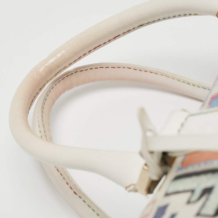 Pre Owned Fendi Multicolor Zucchino Coated Canvas and Leather Small Forever Bauletto Bag