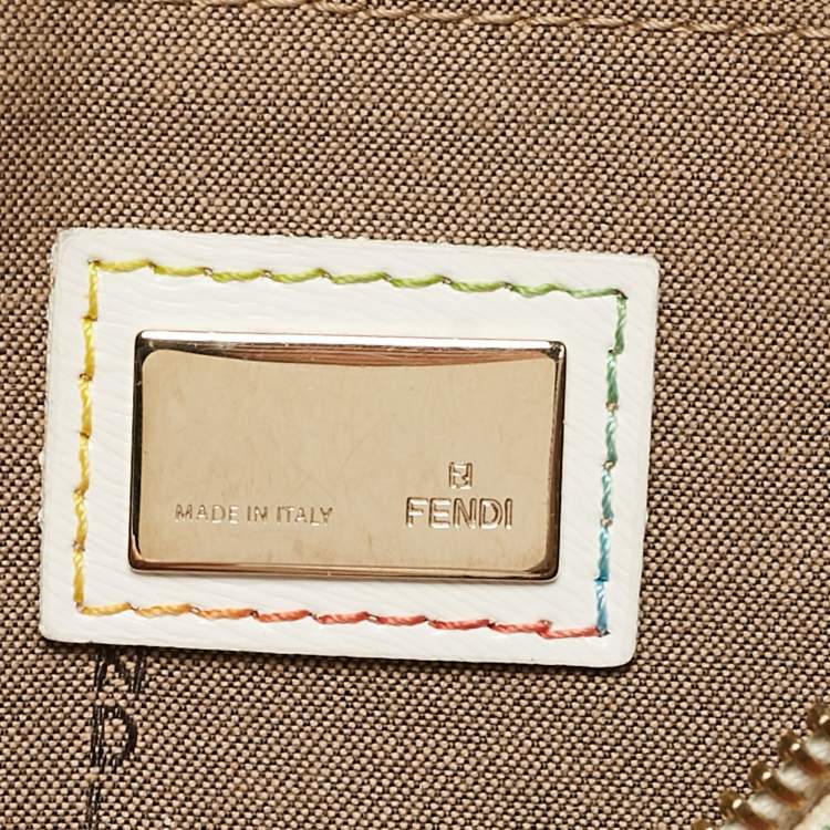Pre Owned Fendi Multicolor Zucchino Coated Canvas and Leather Small Forever Bauletto Bag